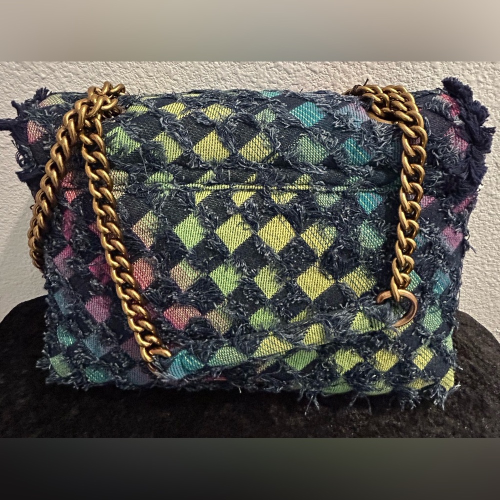 Kurt Geiger Multicolor Tweed Shoulder Bag with Gold Chain - NEW - Picture 7 of 8